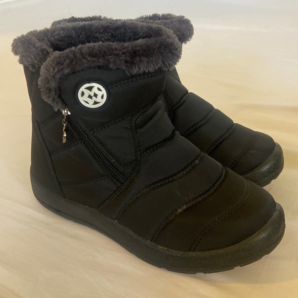 Women’s snow booties with faux fur inside, side zip black 37 6.5